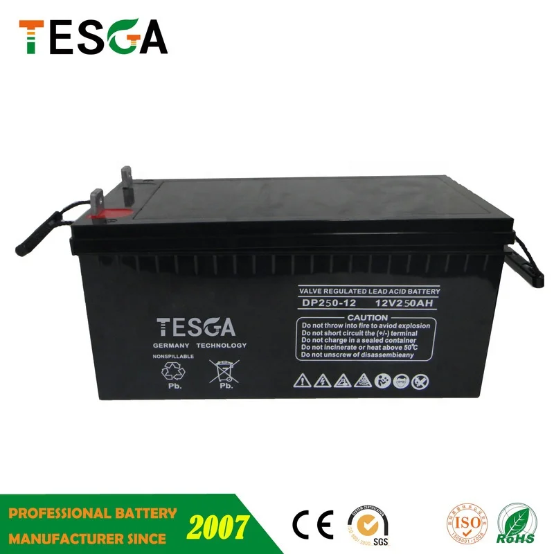 solar battery 12v 250ah for solar street light system with connect cable terminal for solar system