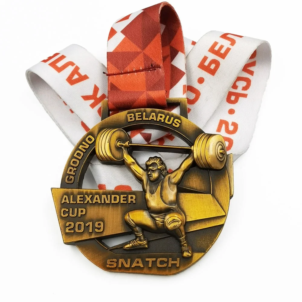 Oneway Manufacture Cheap Wholesale Custom Metal Powerlifting Gold Award Sport Medal Custom Weightlifting Medal
