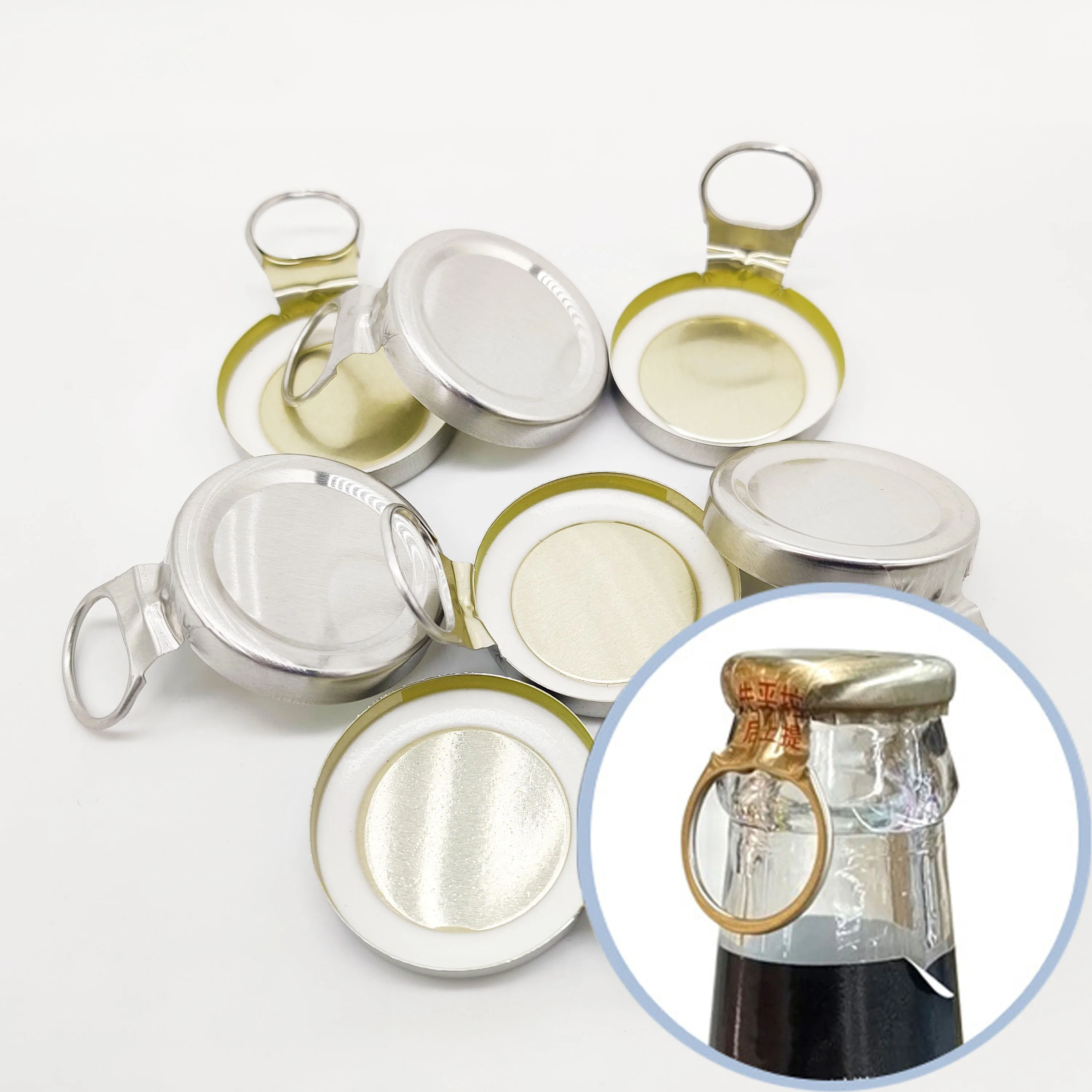 Custom 36mm High Foam Sealing Ring Tinplate Beverage Easy Pull  Beer Bottle Ringtab Crown Cap