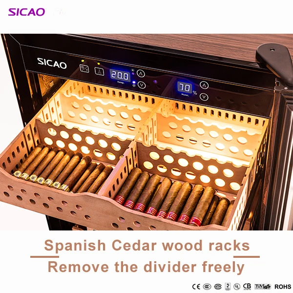 
SICAO C5 embraco electric best refrigerator humidor wooden digital humidity control cabinet electrical cigar fridge cooler 