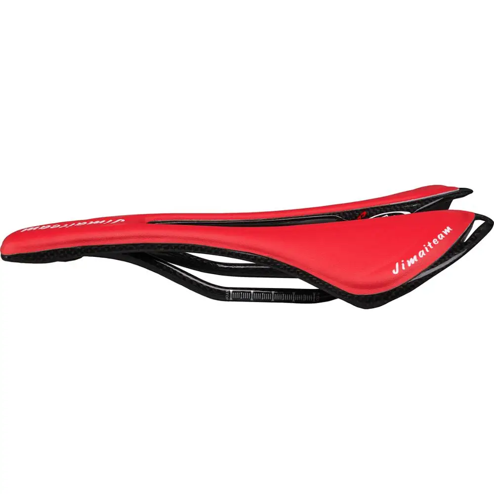 JIMAITEAM 121g high strength red glossy/matte half-wrapped leather carbon road bike saddle