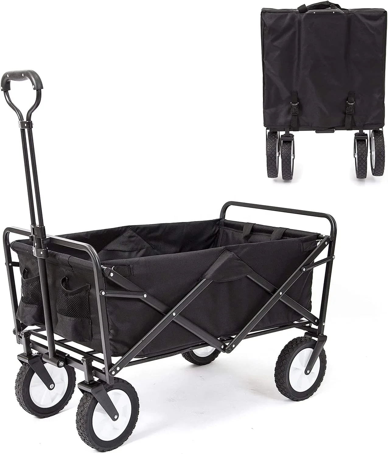 Folding Outdoor Camping Wagon Utility with 360 Degree Swivel Wheels & Adjustable Handle