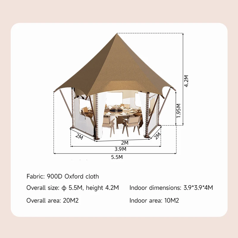 New design light luxury hotel tent camping camping tourist scenic area double layer waterproof Oxford cloth camp cabin tent