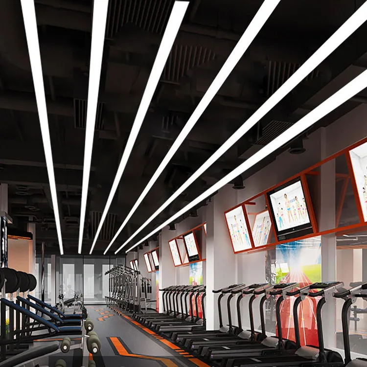 Customized 4ft 8ft led linear light fixture seamless linkable  Commercial linear led lights Pendant lamp for Malls Supermarkets