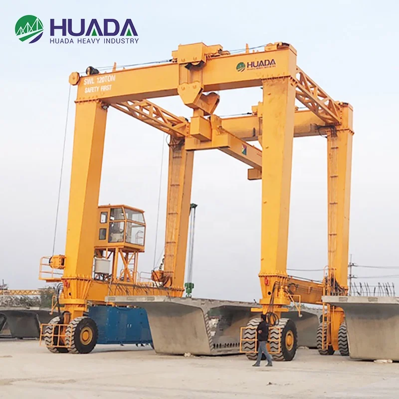 Customized design 50t straddle carrier rtg rubber type gantry crane
