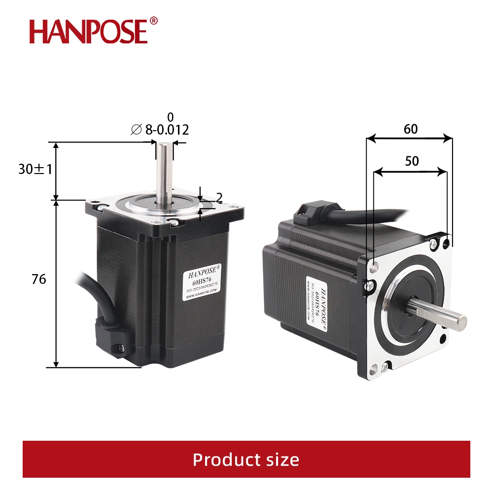 hanpose 24V 60 Stepper Motor 1.8 degree 60HS76 motor 4-lead 2.3N.M 4.0A for CNC milling machine Nema24 Stepper Motor