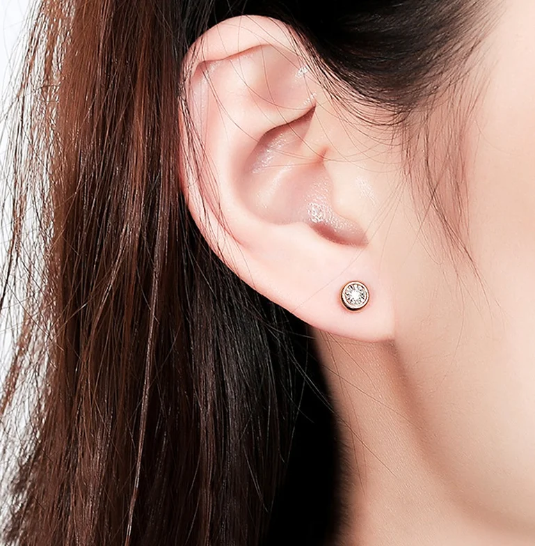 Luxury Fashion Solid Pure Real 18K Gold Diamond Earrings Jewelry Women Ladies Female Bridal Engagement Wedding Earrings