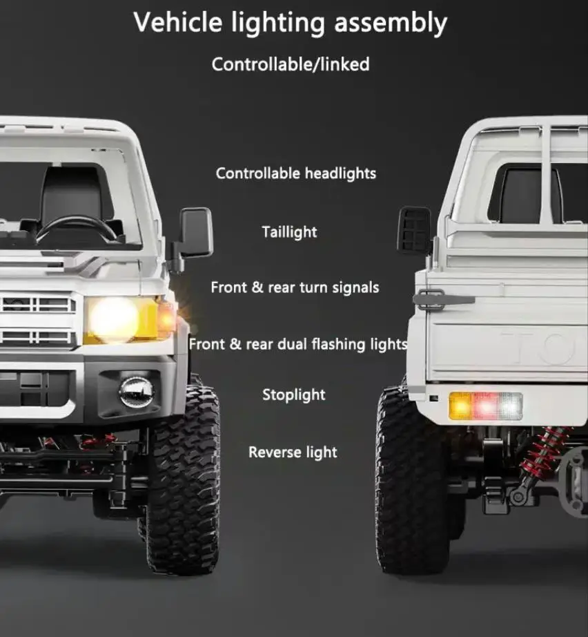 1/12 Full Scale RC CAR MN-82 PRO 2.4G 4WD Off-Road Crawler Car Pick Up Truck Upgraded version PRO Controllable Headlights