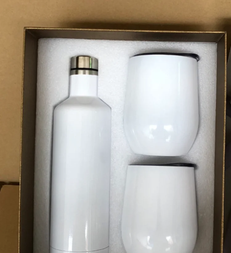 17oz Sublimation Blank White Stainless Steel Flask Wine Tumbler Blanks Set with Gift Box