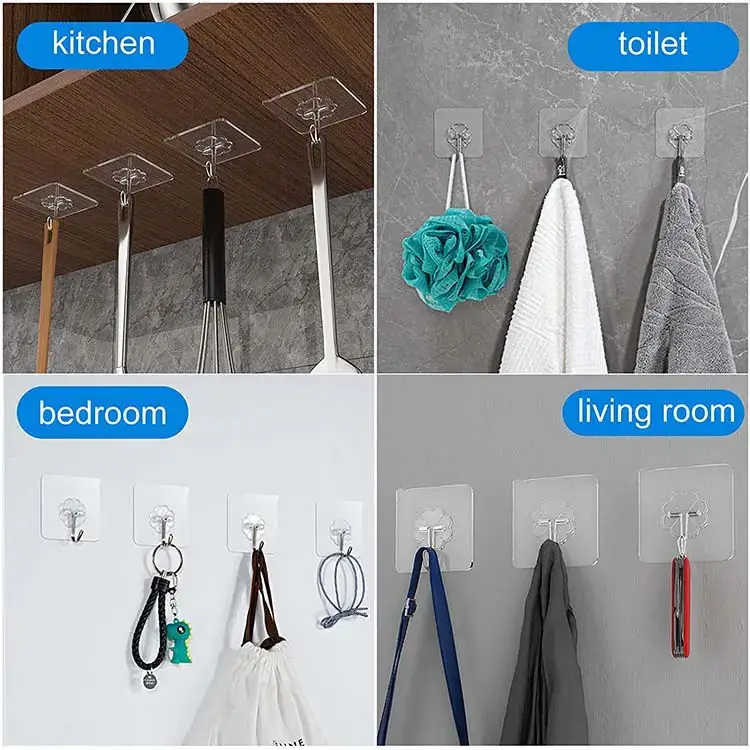 Strong Transparent Suction Cup Sucker Hanger Self Adhesive Hook Wall Hooks for Kitchen Bathroom