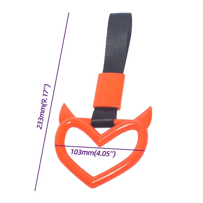 Auto Accessories Glow Tsurikawa Ring Devil Heart JDM Train Bus Handle Hand Strap Drift Charm Strap Drift Warning Ring for Car
