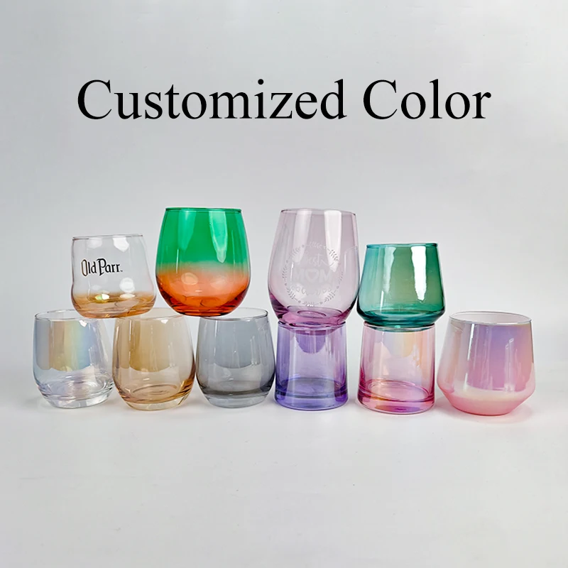 150 Glass Factory Wholesale Logo Custom Stemless Wine Glass Personalized Stemless Wine Glass Set For Wedding