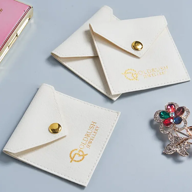 Best reviewed Custom jewelry packaging pouch leather jewelry pouch with emboss logo microfiber pouch packaging for jewelry