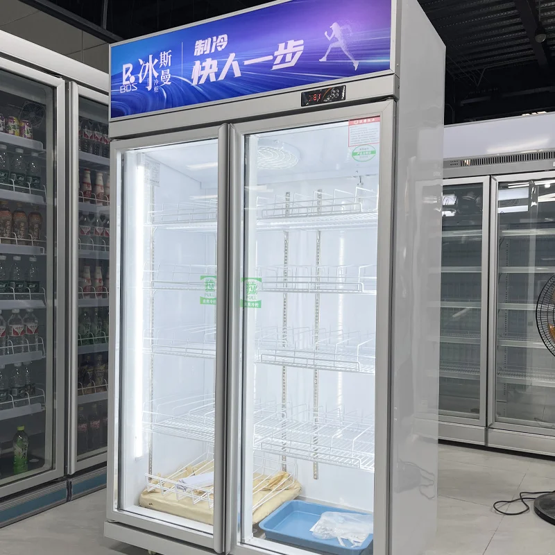 Supermarket Store Glass Door Display Refrigerator Large Capacity Cold Drink Commercial Fridge Custom Upright Display Cooler
