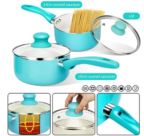 ECO-Friendly Aluminum Alloy ceramic coating cookware sets with cd bottom