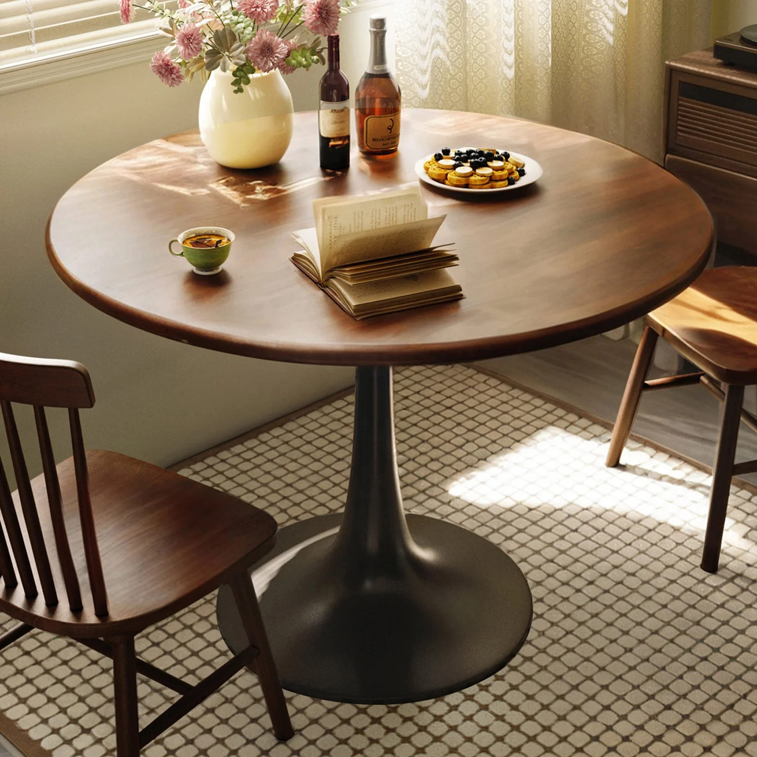 Dining Table Tulip Recycled Pine Wood Marble Modern Nordic Metal Coffee Side Restaurant Dinning Room Furniture Set Dining Tables