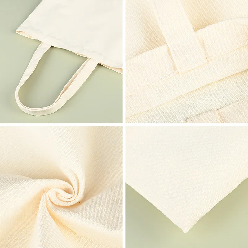 Custom Reusable Printable Logo Plain Blank Larger Fold Heavy Duty Sublimation 12oz Canvas Cotton Super Market Shopping Tote Bag