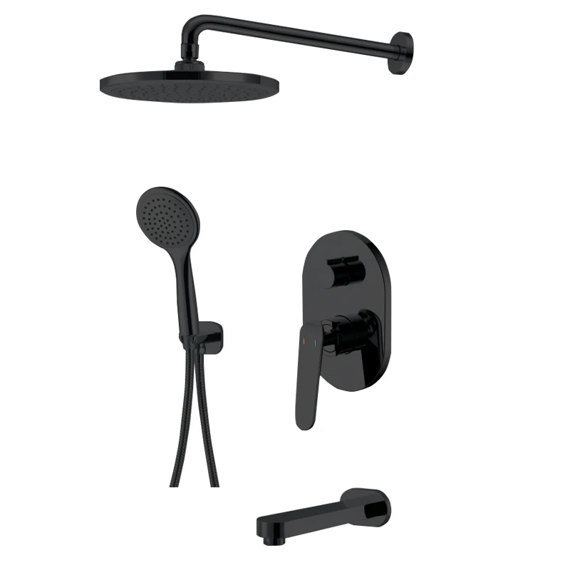 Stylish simplicity  hot cold mixer  wall mounted rain Matte black concealed  Luxurious Shower Set mixer faucet