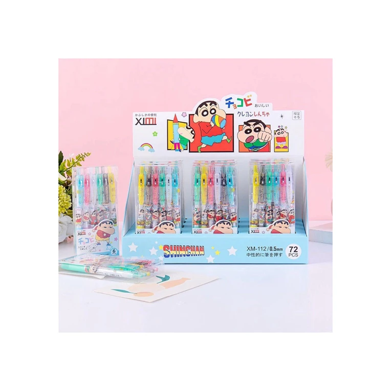 Hot selling cheap custom popular cartoon crayon shin-chan press gel 0.5mm black pen
