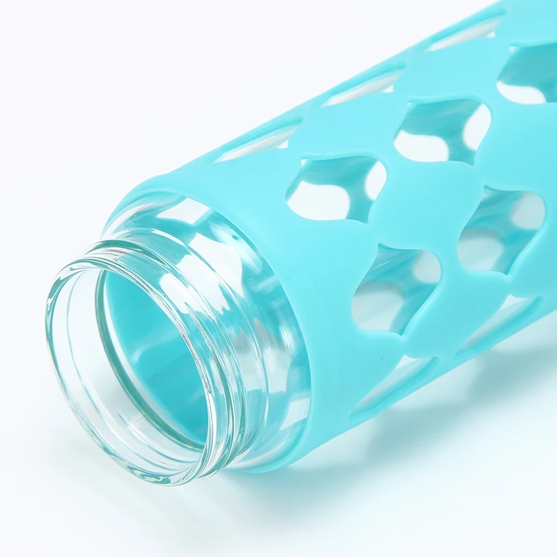 Manufacture portable New Style Glass Water Bottle with straw for Sport