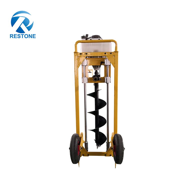 Portable Gasoline hand earth auger drill  tree planting hole digger