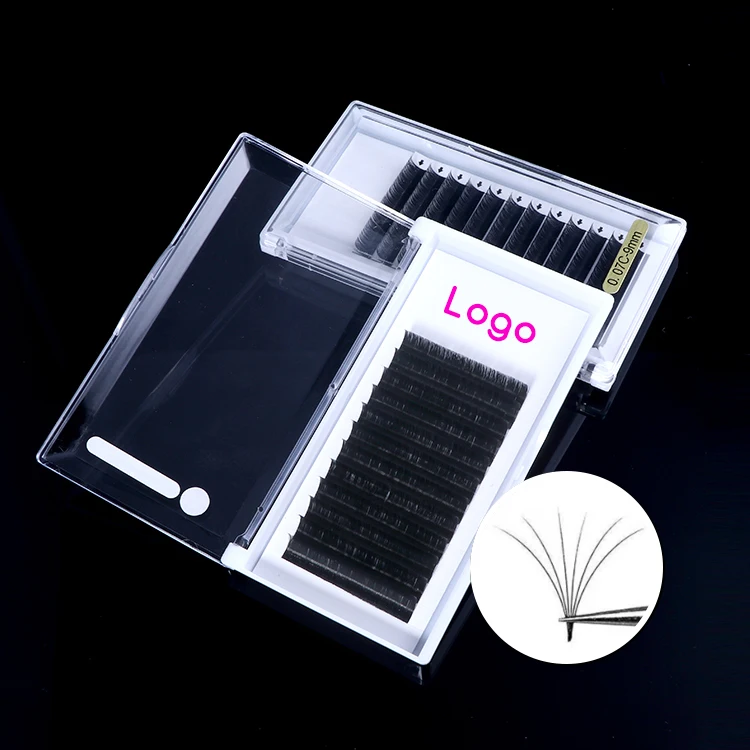 Professional Laahes Russian Silk Lash Extensions Tray Supplies Mega Volume Wispy 0.03 Faux Mink Eyelash Extension Product