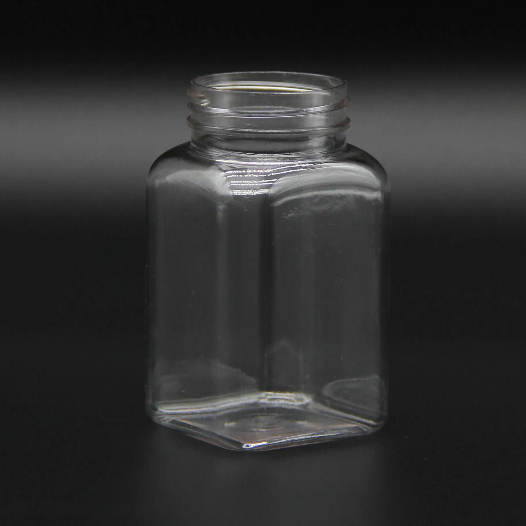 PET 200ML 150ML Square candy jar , clear transparent Pill bottle