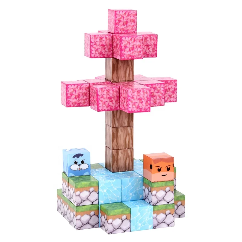 Build Mine Magnet World Cherry Blossom Set Magnetic Tiles Building Toys for Boys & Girl Kids Toddler Toys for 3+ Years Old