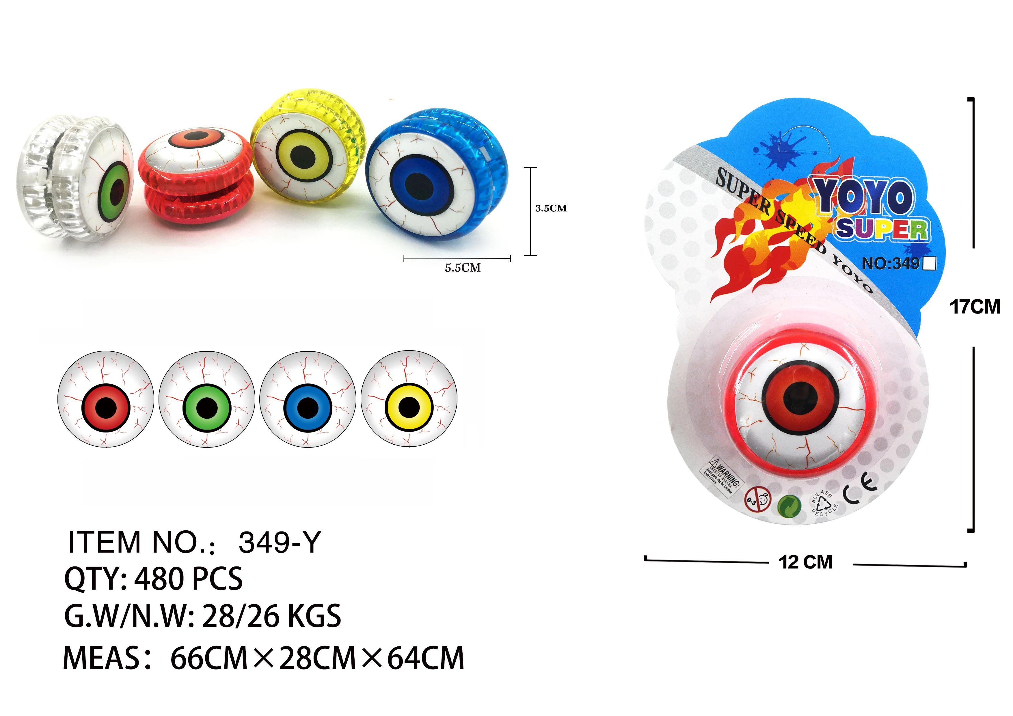 Hot Selling Factory Direct LED Mini Yoyo Ball Eye Style 1A Spoof toys Halloween For Kids
