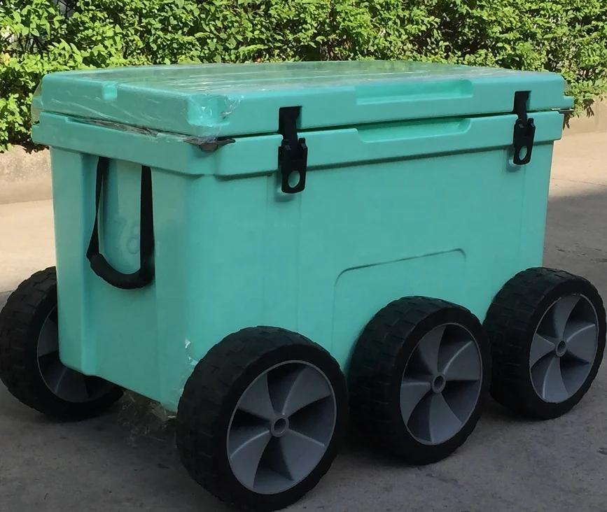 Большой 78QT rotomolded ледяной охладитель коробка с колесами для охоты рыбалки гравировкой логотипа тиснением