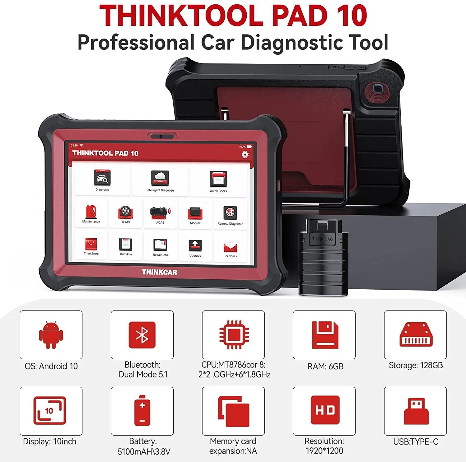 Thinkcar ThinkTool Pad10 OBD2 Scanner Automotive Bidirectional Scan Tool SRS Key OBD 2 Car Diagnostic Tools