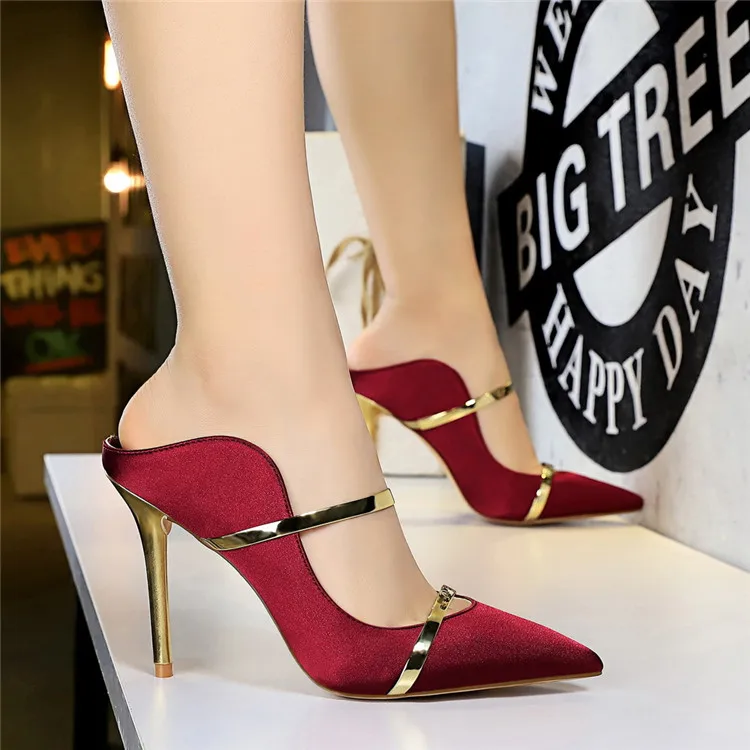 
LFZ-234 2021 Wholesale Shoes Women Heels Ladies Fashion Pointed Toe Sexy Elegant Party Mules High Heels Shoes for Women 