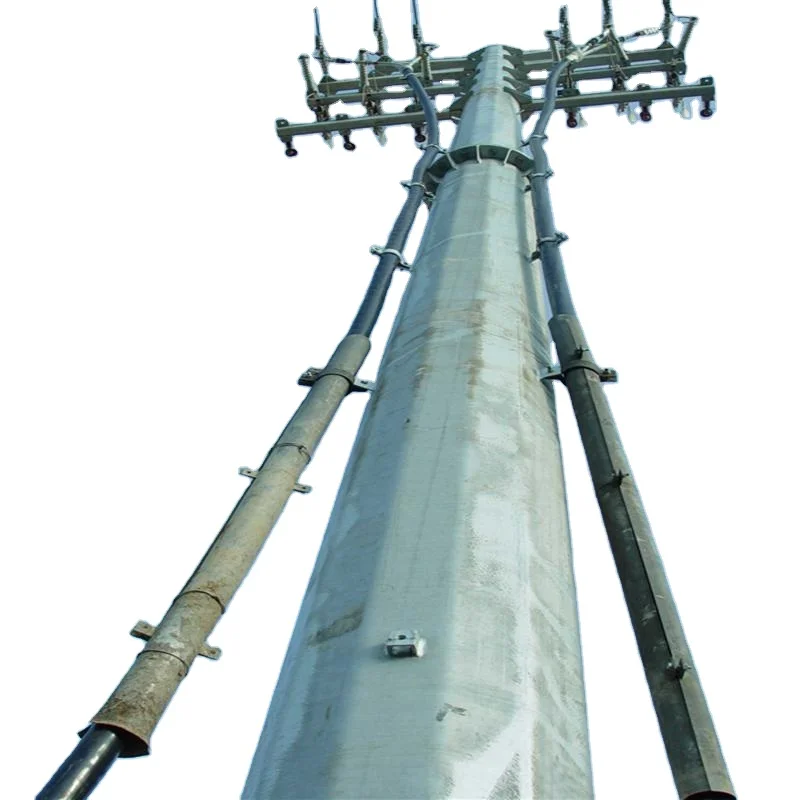 230kv single or double circuit turn steel power pole tower
