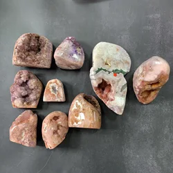 Hot Sale Wholesale Natural Healing Crystals Pink Amethyst Stand Geode