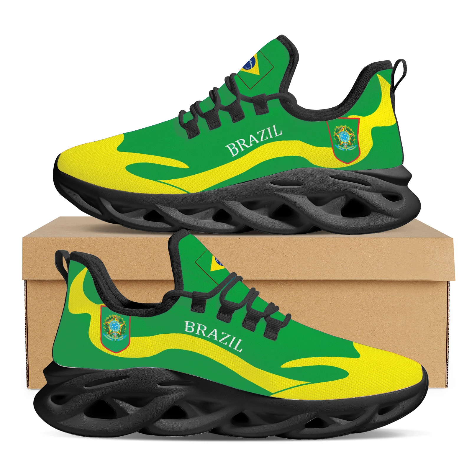 Brazil country flags designs sneaker for man Sneaker with green yellow Sports Shoes Breathable lightweight Footwear wholesale