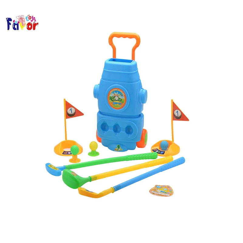 Kid Golf Set Golf Cart With Wheels, 3 Balls & 2 Practice Holes, Fun Young Golfer Sports Toy Kit For Boys & Girls