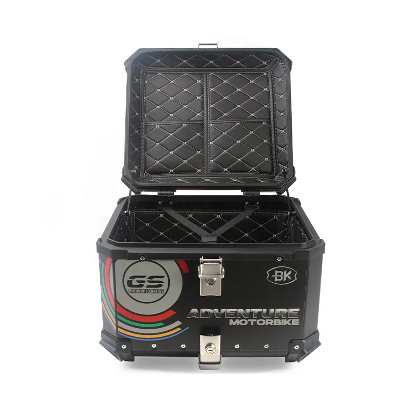 55L Motor Tail Box Aluminum Alloy Plate E-bike Motorcycle GS ADVENTURE Printing White Sticker Top Box Helmet Case Tail Box
