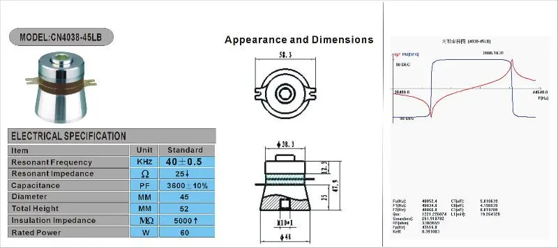 Clangsonic Ultrasonic Cleaning Machine Langevin Piezoelectric Transducer 60 Khz Ceramic Ultrasonic Transducer