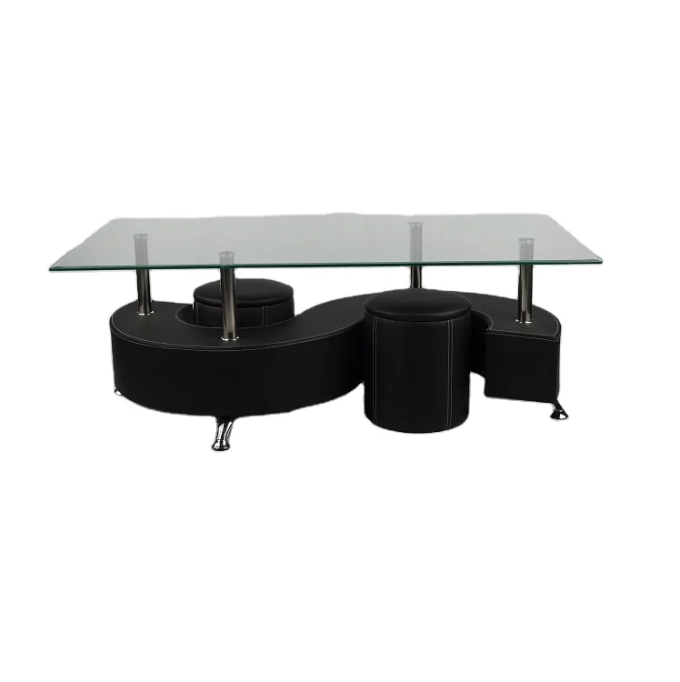 
hot sale classic coffee table black with S shape 