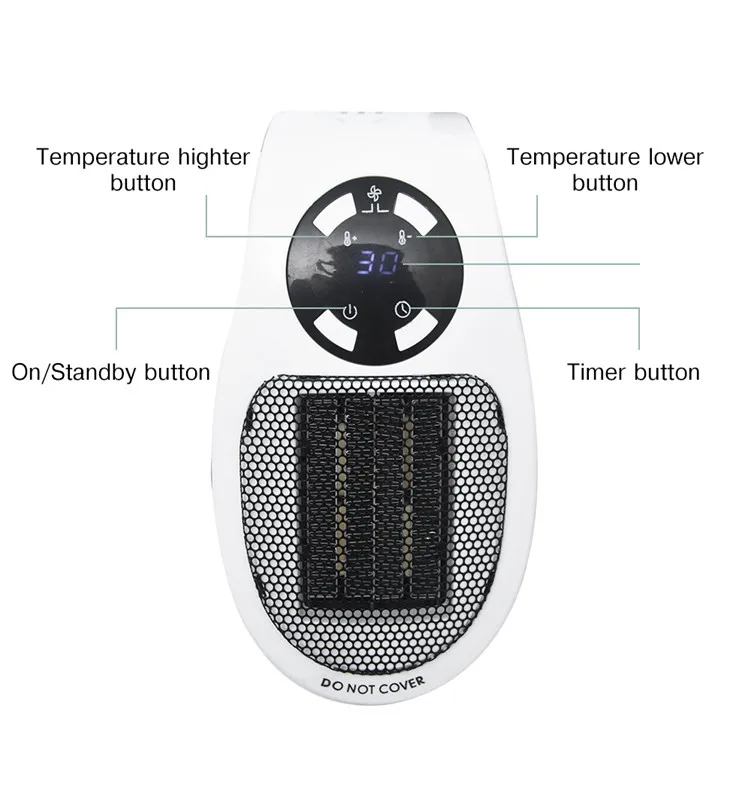 Amazon HOT High Quality Mini Air Heater 500W Portable Wall Mounted Room Fan Mini Electric Plug In Heater