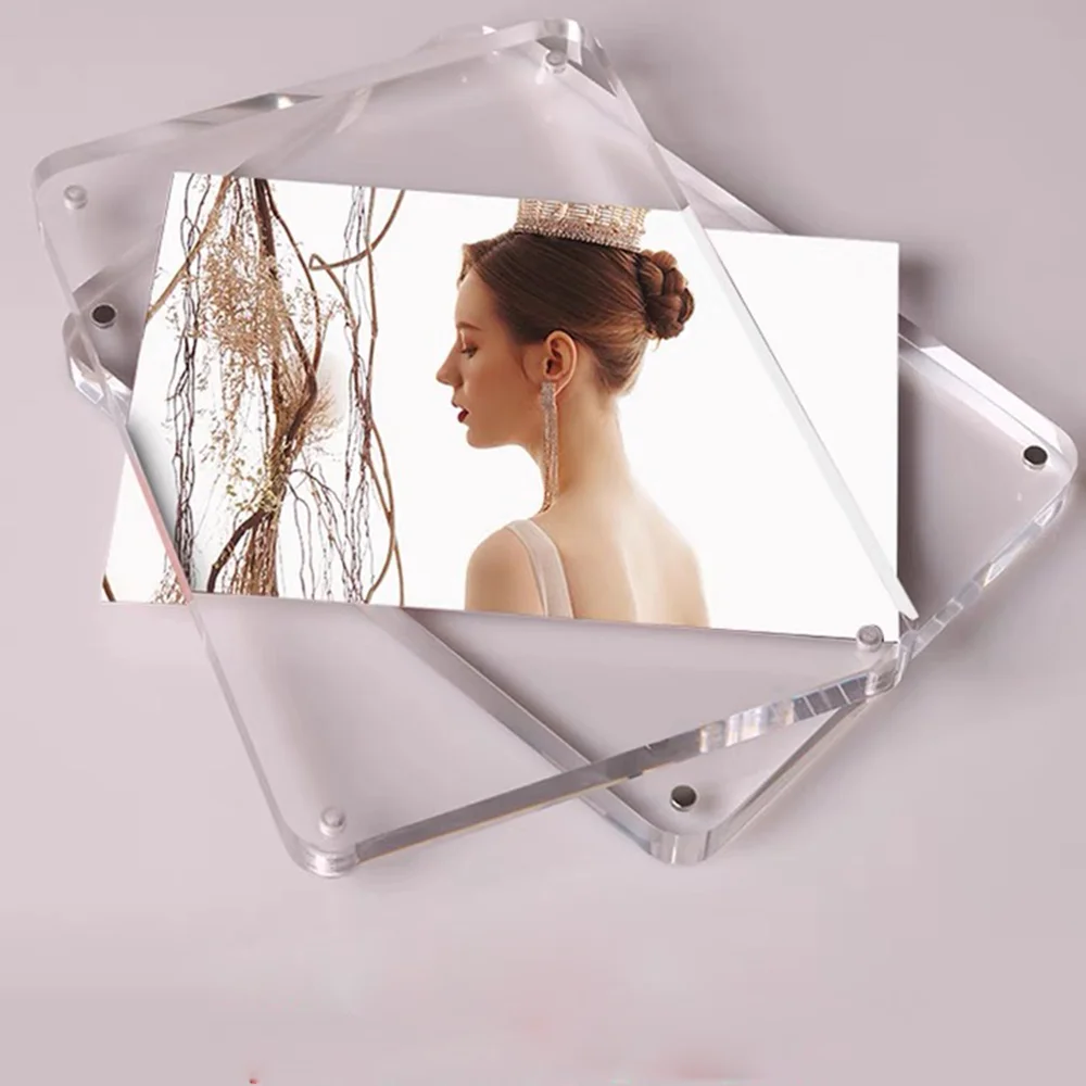Transparent recyclable competitive price magnetic cube 8x10 healthy acrylic photo frame without odor