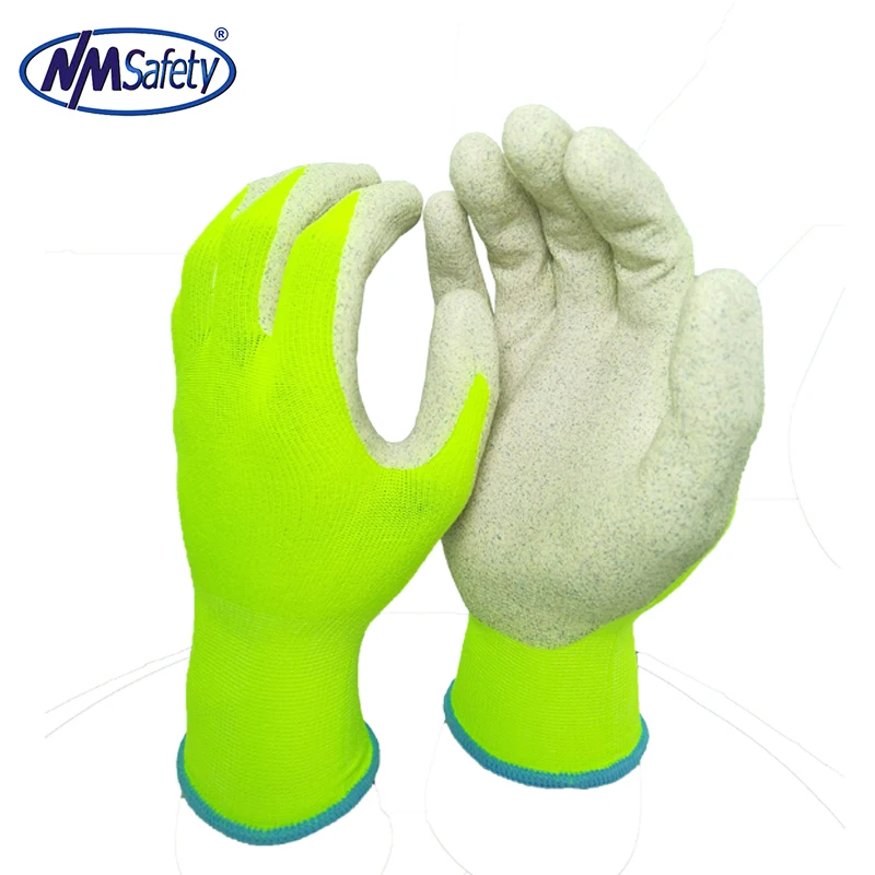 NMSAFETY 13g thin nylon liner 3/4 coated foam nitrile with dots on palm work gloves anti water and oil EN388 2016 4121X