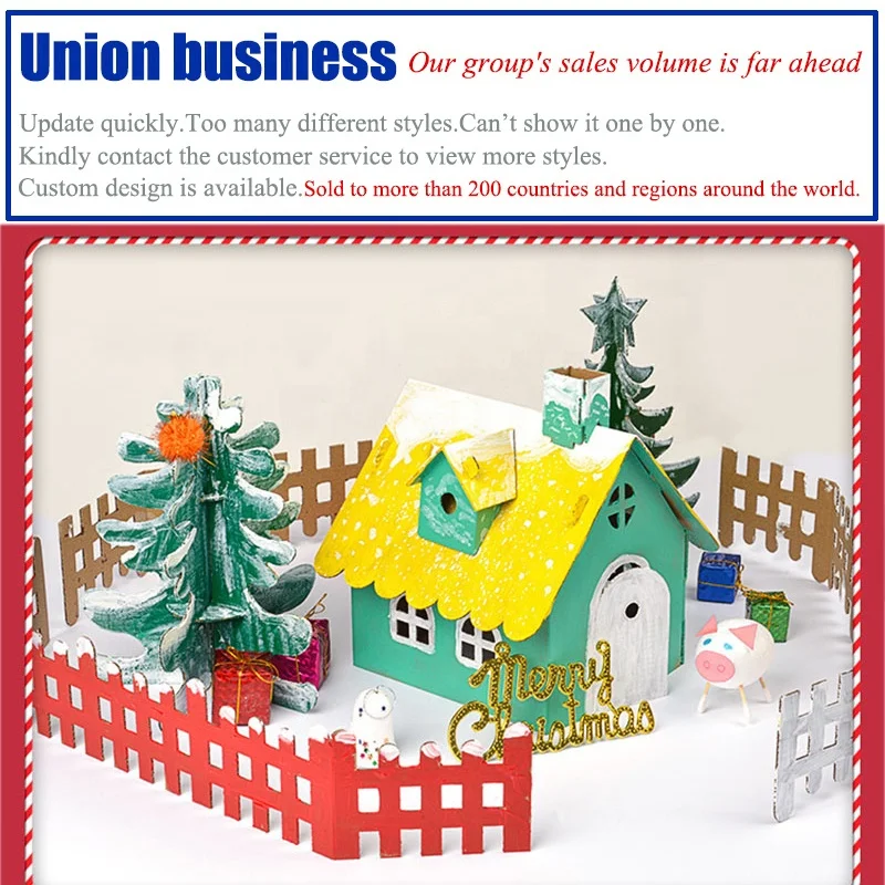 Gingerbread Cardboard House Kit for Kids DIY Housing Christmas Decorations DIY Cardboard House Xmas Desktop Ornament Decor