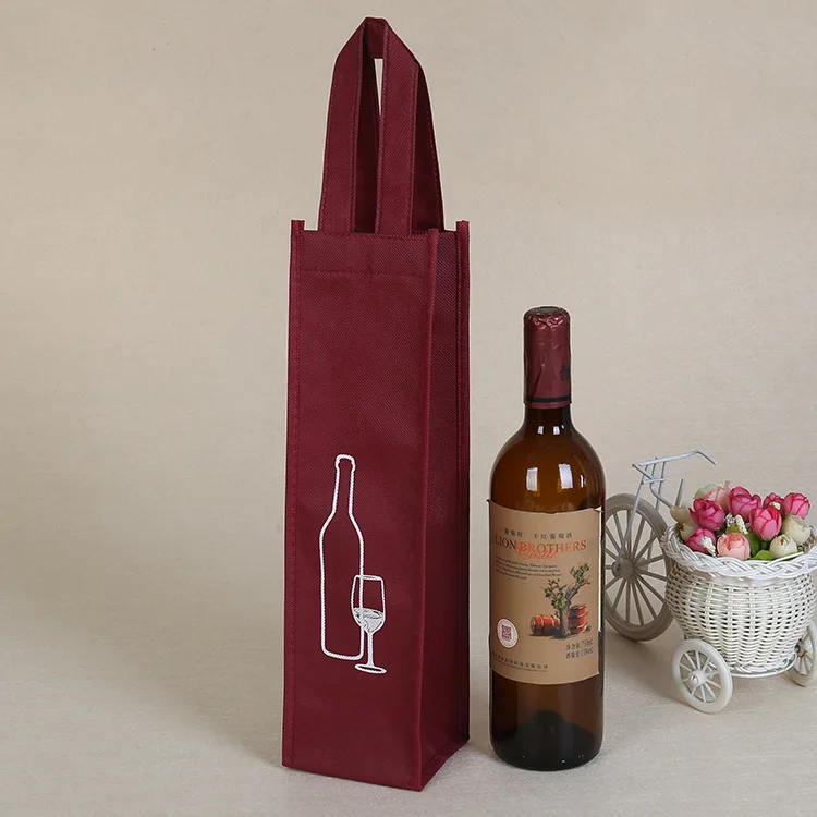 In stock amazon hot sale popular gift single double sturdy bottle non woven wine bag