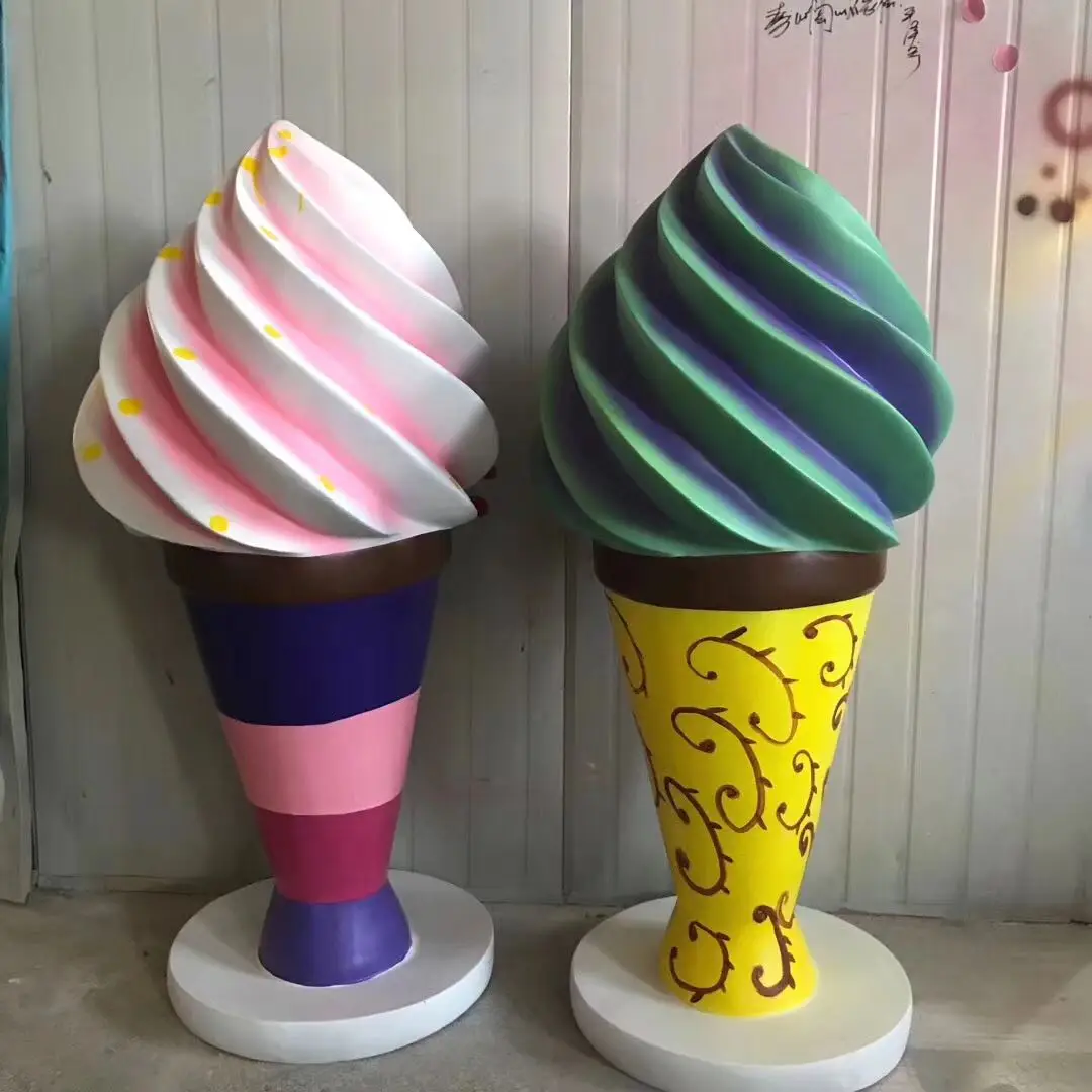 Custom Colorful Giant Fiberglass Ice Cream Statue