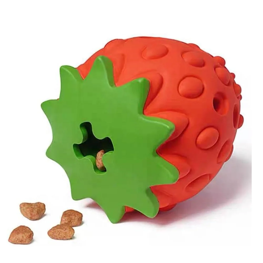 Strawberry Dog Chew Toy, Durable Pet Treat Dispensing Toy for IQ Training,Interactive Dog Toy for Teeth Cleaning