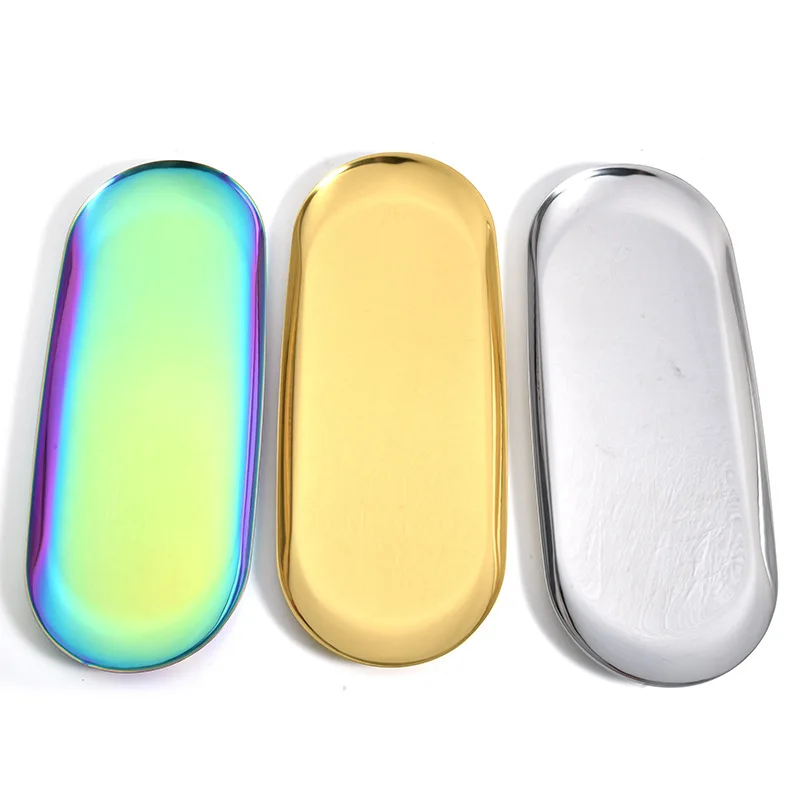 Современный латунный лоток для хранения ювелирных изделий из нержавеющей стали с логотипом на заказ, органайзер, металлические украшения для дома CY0165 (7)