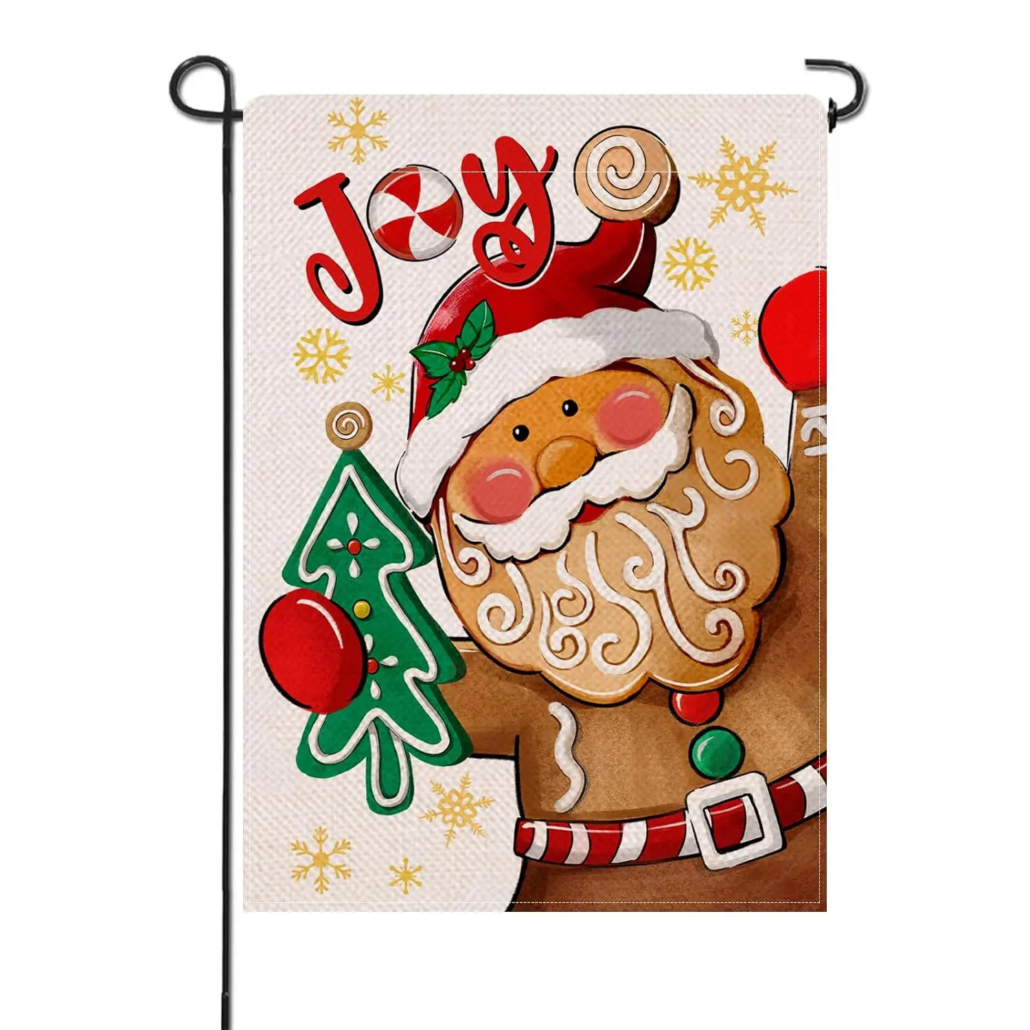 Christmas Santa Claus Gingerbread Man Small Decorative Garden Flag  Xmas Tree Joy Yard Lawn Outside Decor