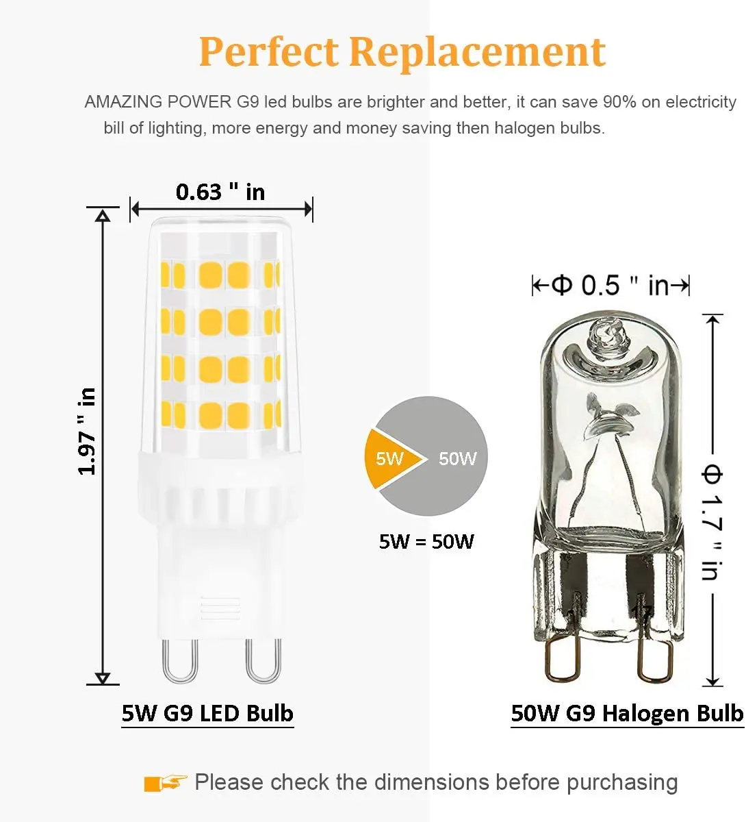  Горячая Распродажа 5 Вт LED G9 50 эквивалент Bi Pin Галогенные лампы нерегулируемая яркость теплый белый 3000K Светодиодные Энергосберегающая