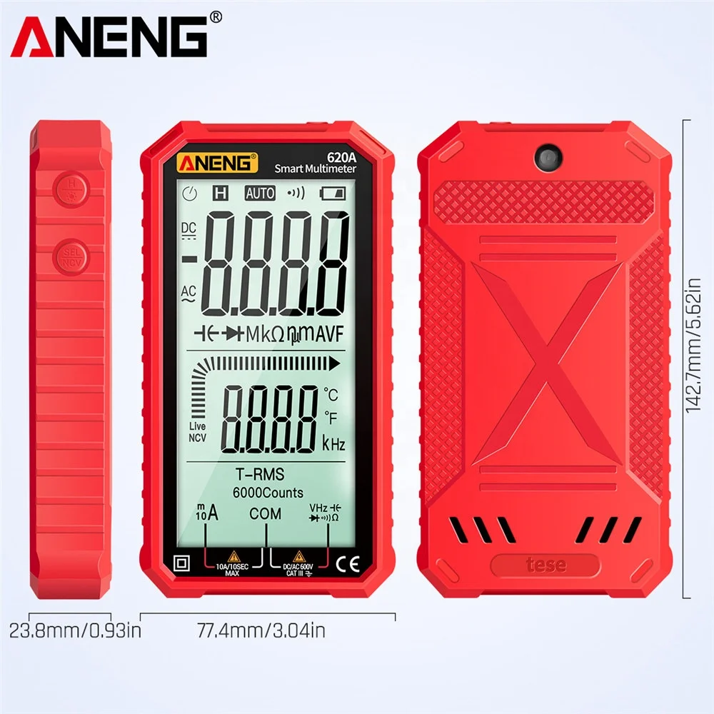 
ANENG 620A Digital Smart Multimeter Transistor Testers 6000 Counts True RMS Auto Electrical Capacitance Meter Temp Resistance 